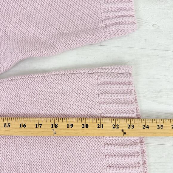Talbots Knit Sweater Women Medium Embroidered Light Pink Preppy Coquette Crew - Picture 11 of 14